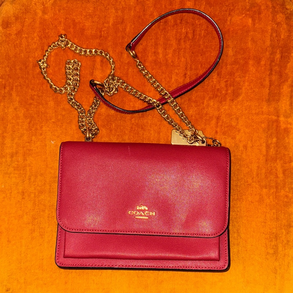 Coach red Crossbody Bag with Gold Chain